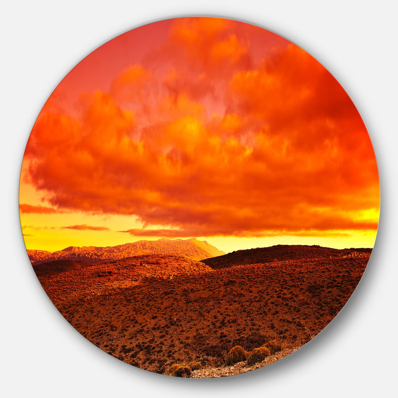 Designart - Dramatic Red Sunset at Desert&#x27; Extra Large Wall Art Landscape